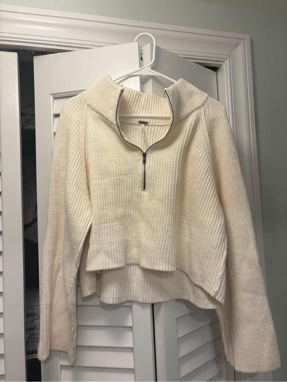 Free People Greta Half Zip Sweater Cream Size Small - Picture 2 of 4